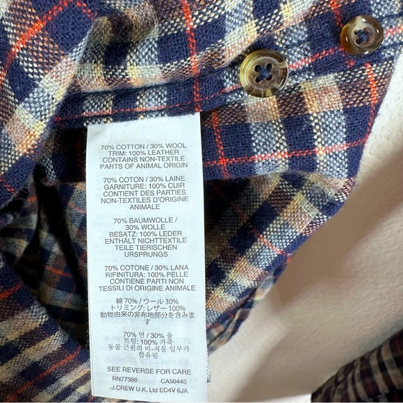 J. Crew Wool Blend Long Sleeve Button Down Shirt with Elbow Patch Large EUC - Picture 6 of 7